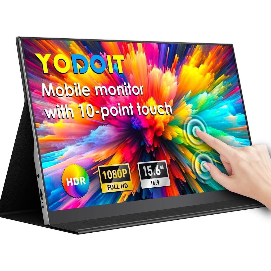 Yodoit Portable Monitor Touch Screen 15.6" FHD 1920x1080P IPS Display Laptop Screen Extender