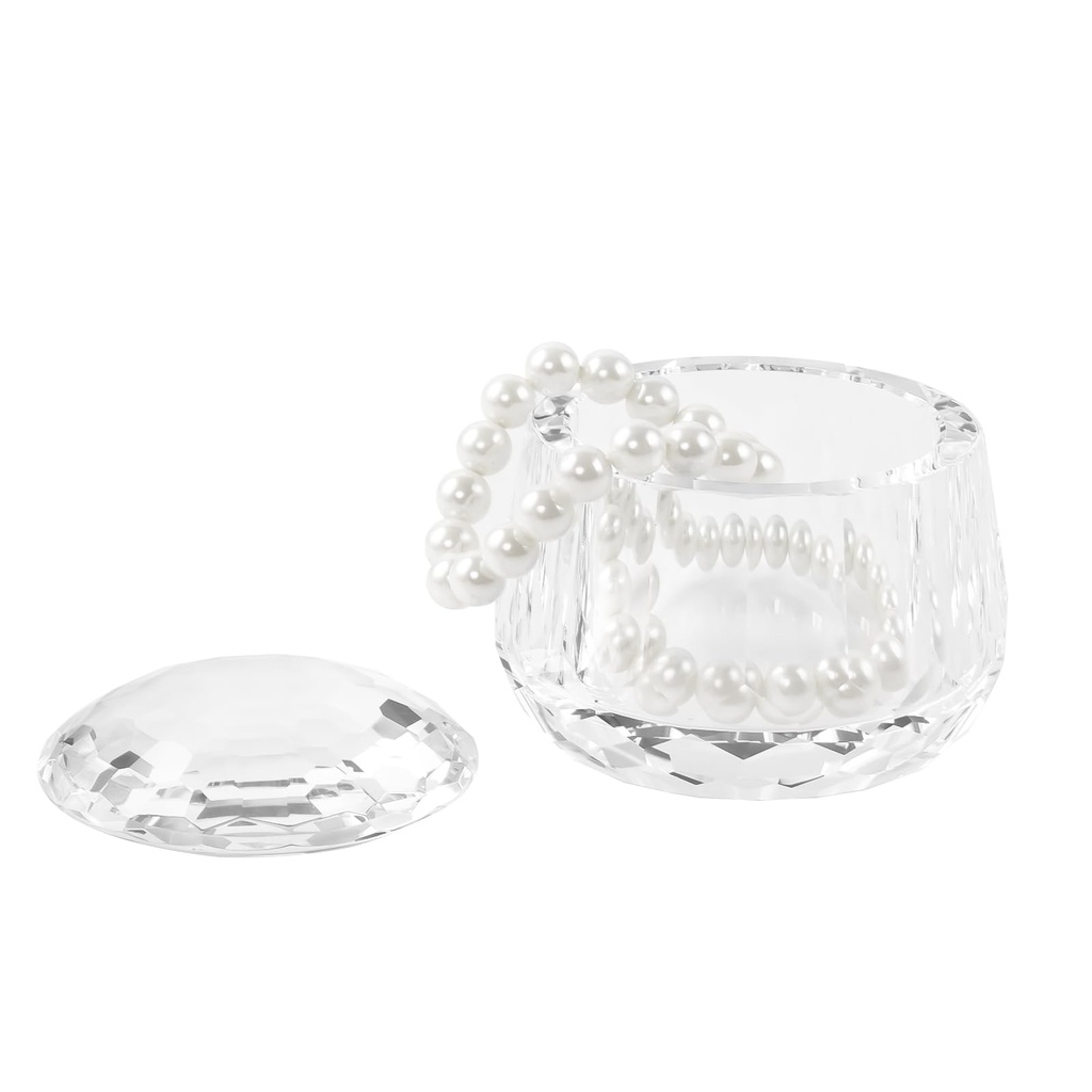 DONOUCLS Crystal Jewelry Box Candy Jar, Multi-Use Organiser for Vanity & Kitchen, Container