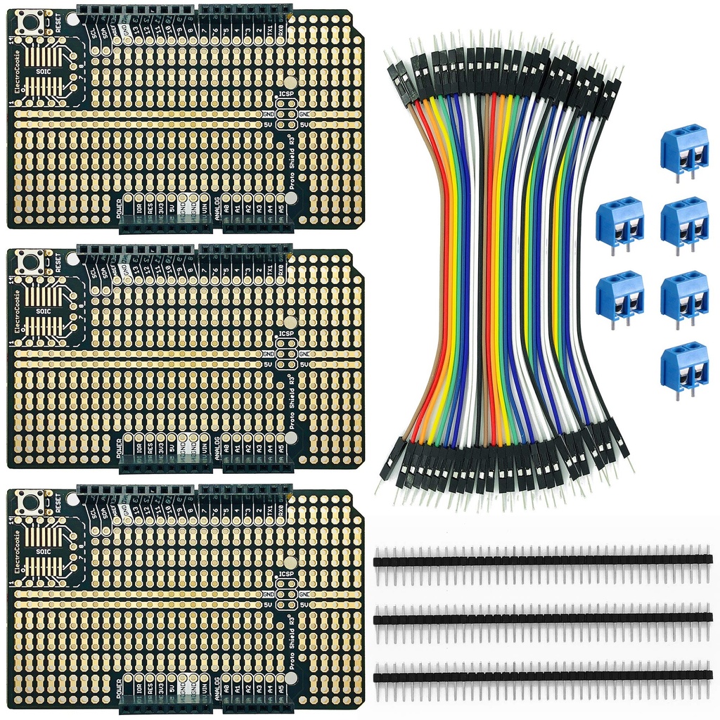 ElectroCookie Arduino Prototype Shield Board Kit, Stackable DIY Expansion Proto PCB for Ard