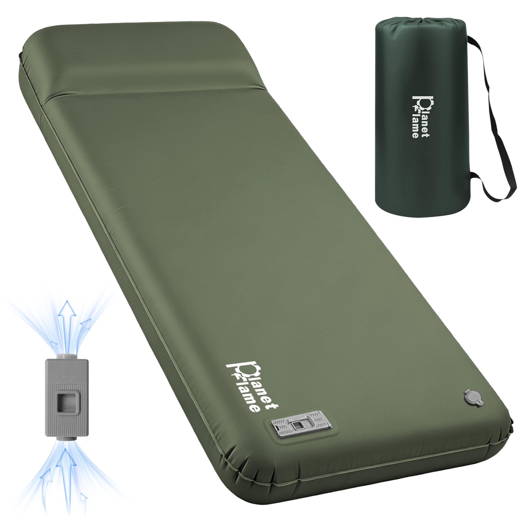 PlanetFlame Self-Inflating Camping Mattress with Electric Pump | 3.15" Thick Foam Sleeping