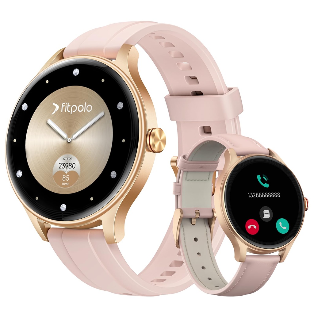 Smart Watches for Women Answer/Make Calls, FHD AMOLED Womens Smart Watch with Heart Rate/Sl