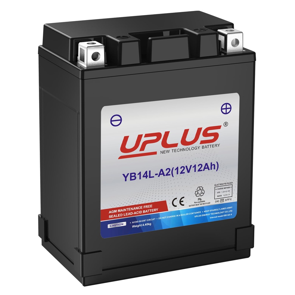 UPLUS Motorcycle Battery UP14A-3 replace for YB14L-A2 12V 12Ah 200A(EN) for Scooter ATV Quad