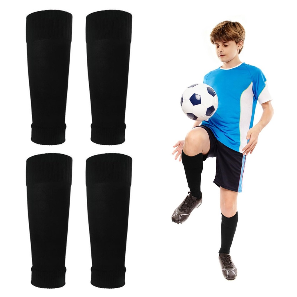 Football Sock Sleeves Kids, 2 PairsShin Pad Sleeves Kids, Elastic Cut Football Shin Guard S