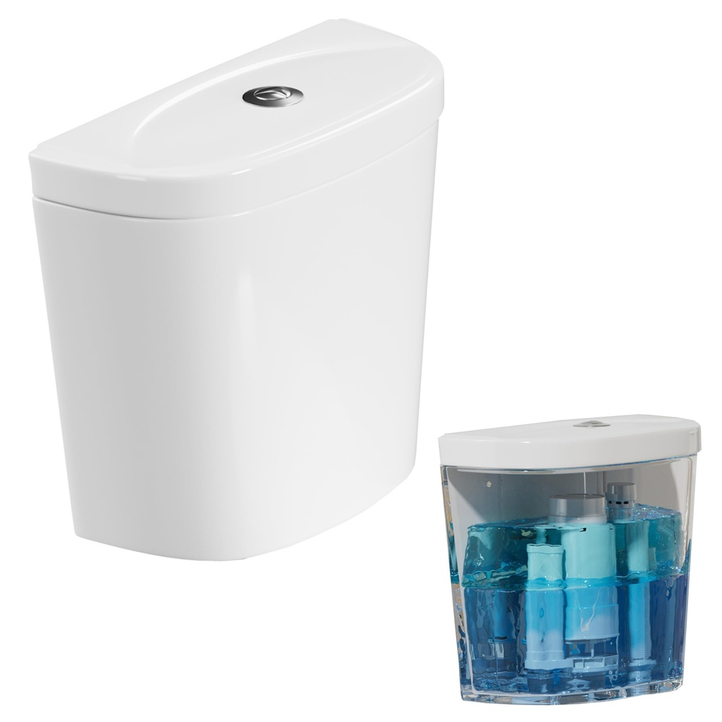Ceramic Toilet Tank, Pre-installede Toilet Tank with Water Valve Full Kit Dual Flush System