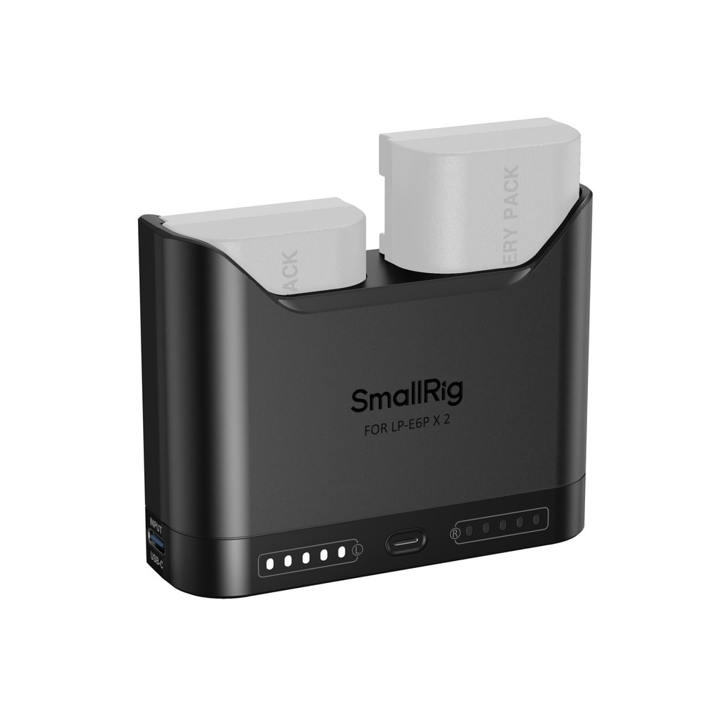 SMALLRIG LP-E6P LP-E6NH LP-E6N LP-E6 Battery Charger for Canon, 2h Dual Slot Camera Charger