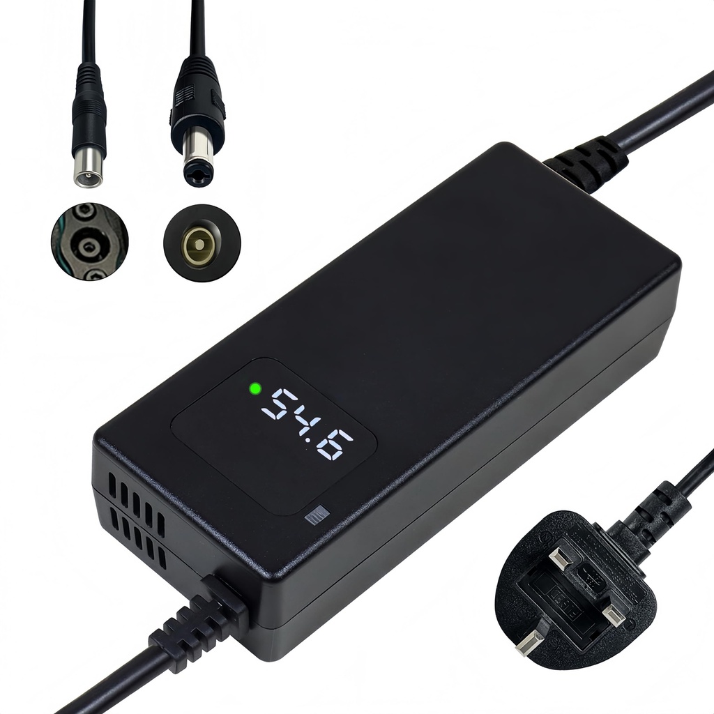 54.6V 2A fast charger for 48V lithium battery, with LED display and multiple protection and