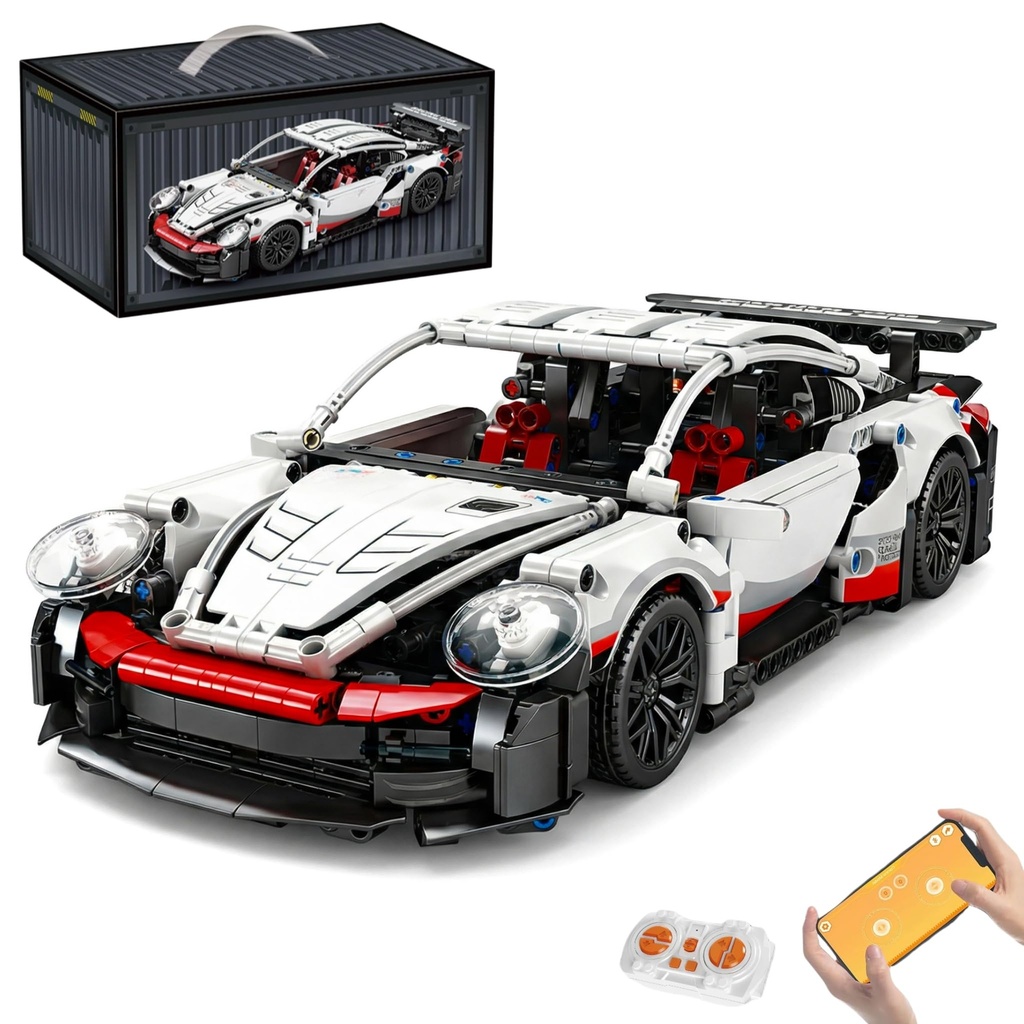 AoreSpty RC Building Kit, 1:14 Remote Control Car with LED Lights, 825Pcs STEM Toys for Boy