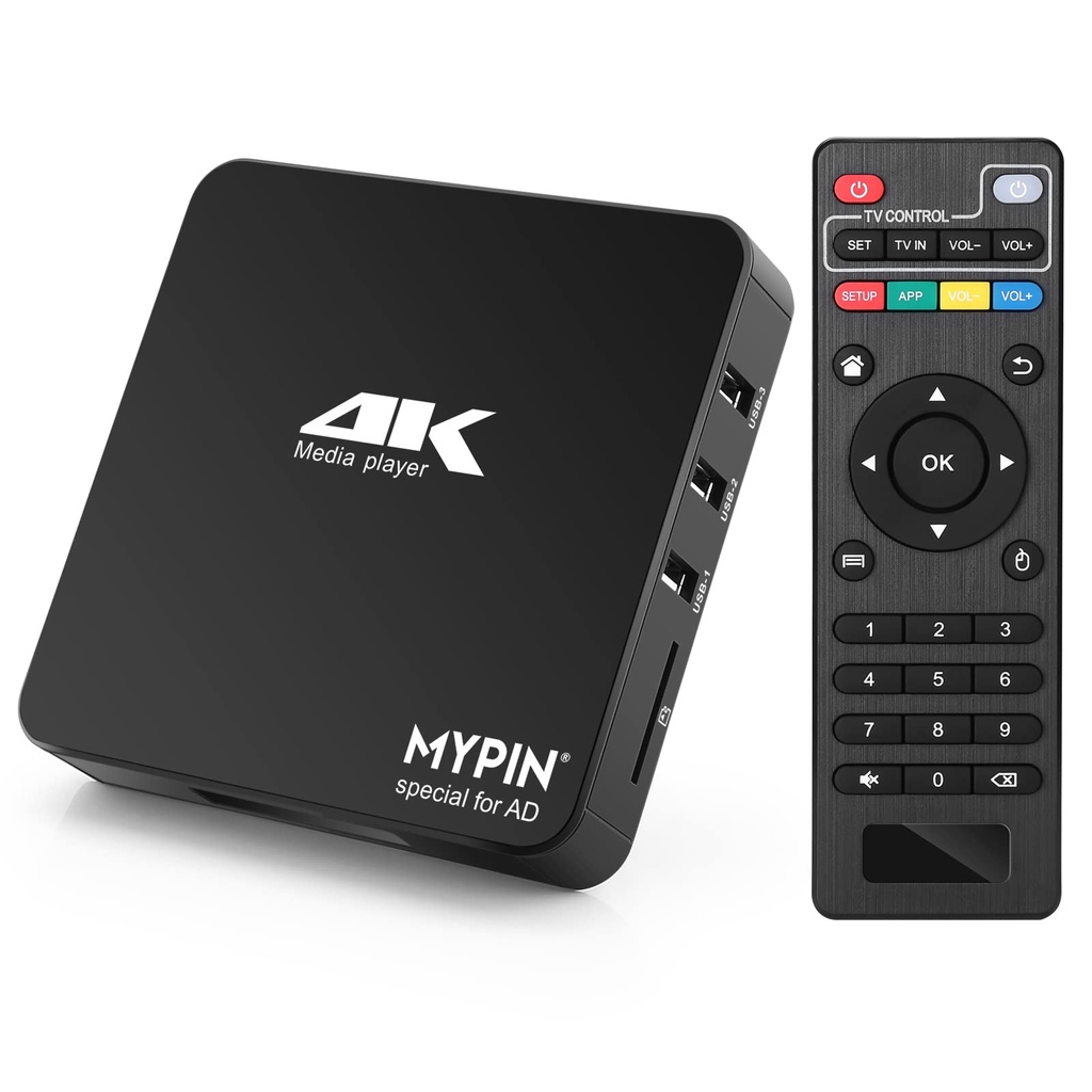 4K Media Player, MYPIN HDMI MP4 Media Player Support 14TB HDD/ 512G USB Drive/SD Card