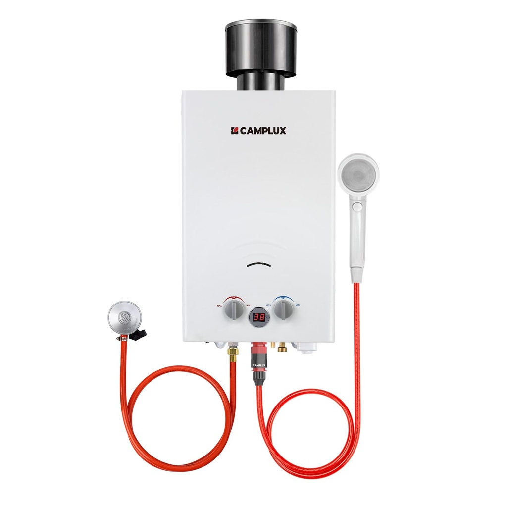Camplux BW264C 10L Gas Water Heater with Rain Cover, CE Certified, Use for Camping, RV