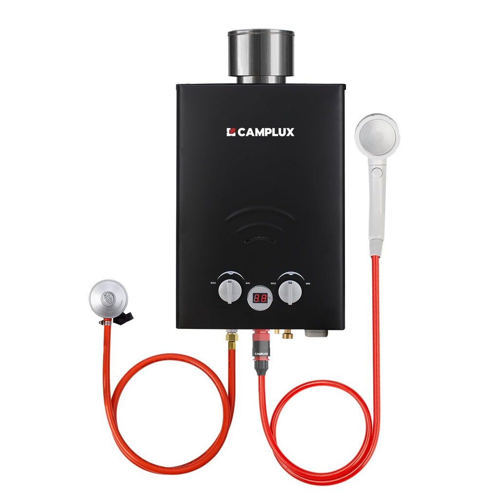 CAMPLUX BW158BC 6L Instant Gas Water Heater with Rain Cap, Tankless Propane Gas Boiler