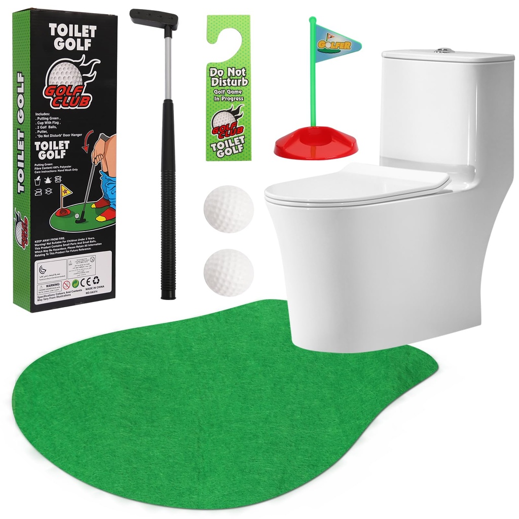 RAYNEAY Golf Gifts for Men Dad Husband, Funny Toilet Golf Game Mini Putter Set, Humour White