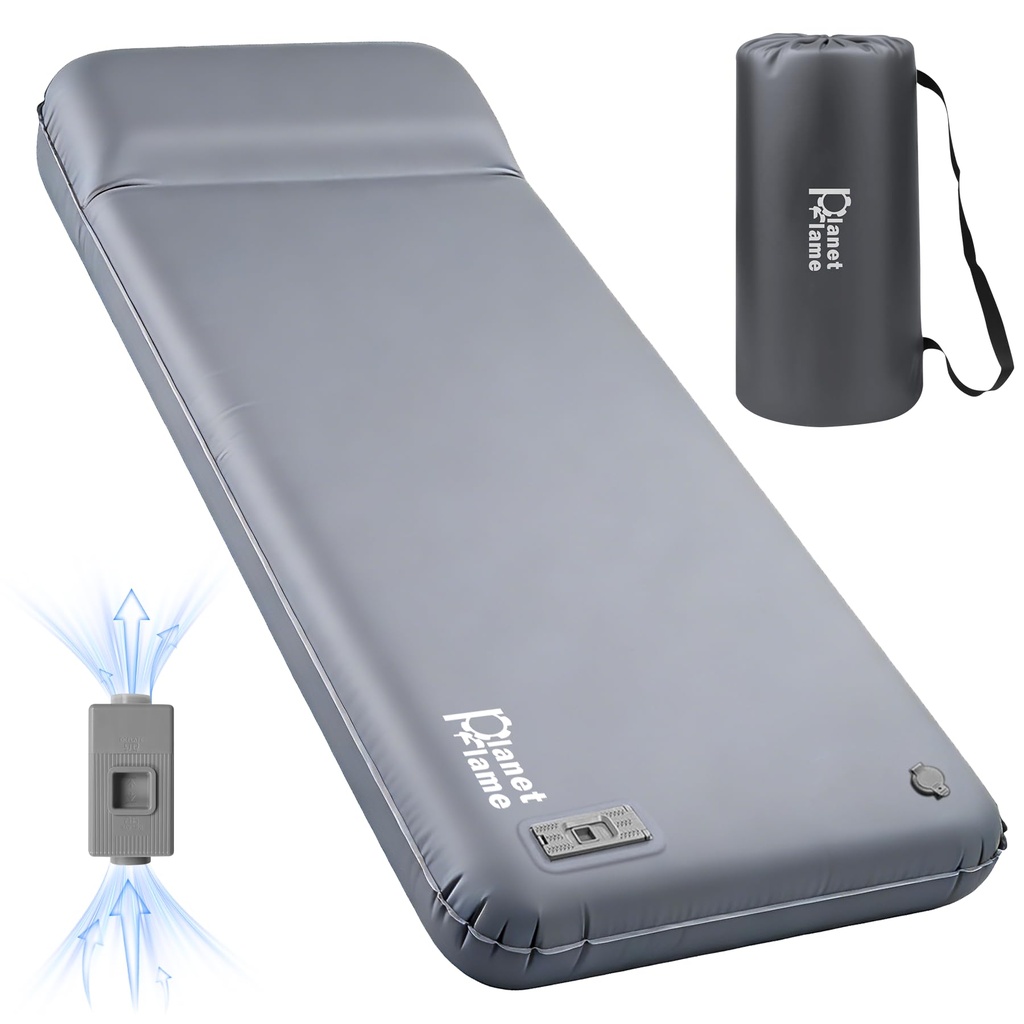 PlanetFlame Self-Inflating Camping Mattress with Electric Pump | 3.15" Thick Foam