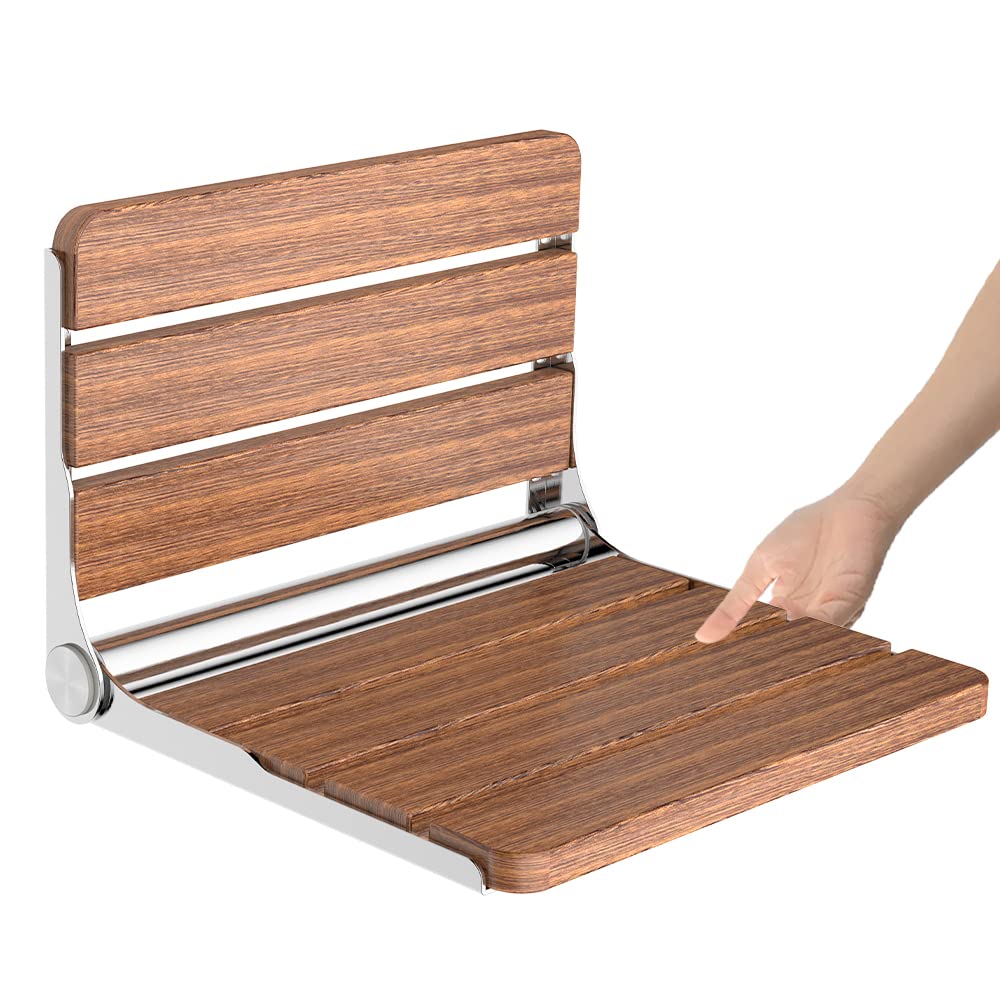 Heuffe Folding Shower Seat Wall Mounted,Fold Up Shower Stool,Shower Chair Foldable,Fold Dow