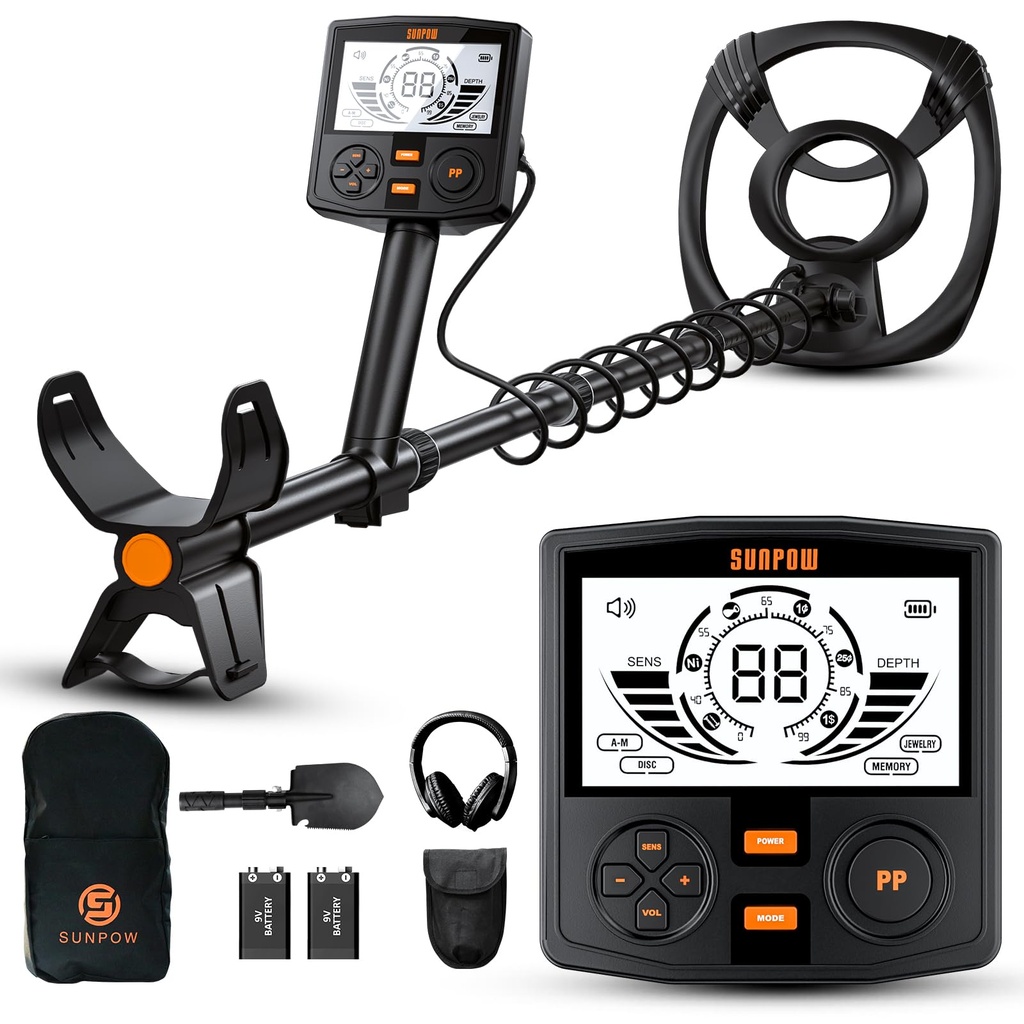 SUNPOW Metal Detector for Adults Professional, High-Tech with DSP Chip and Structure, 3 Pie