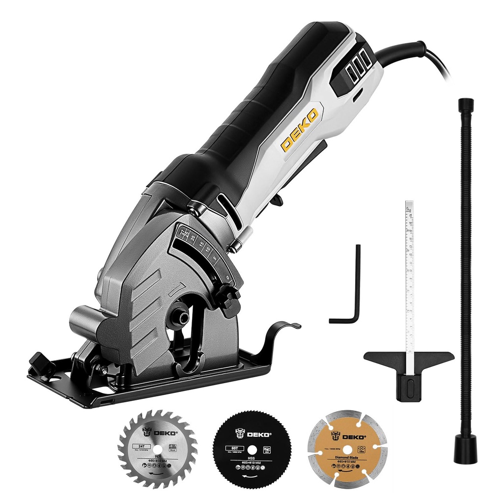 Mini Circular Saw 600W: DEKOPRO Compact Electric Circular Saws 5500 RPM with 3 Blades(85mm),