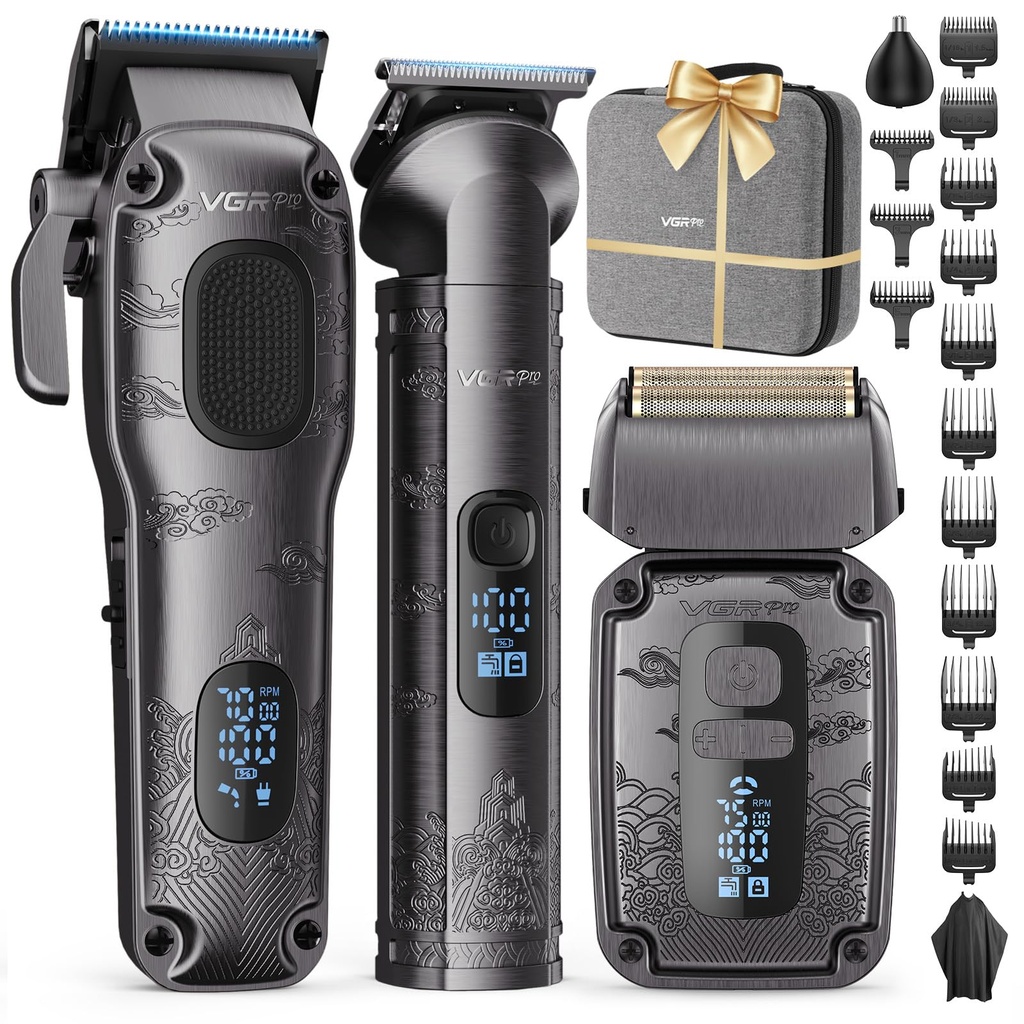 VGRPRO Hair Clippers & Trimmers Set for Men Professional, Waterproof Electric Razor Foil