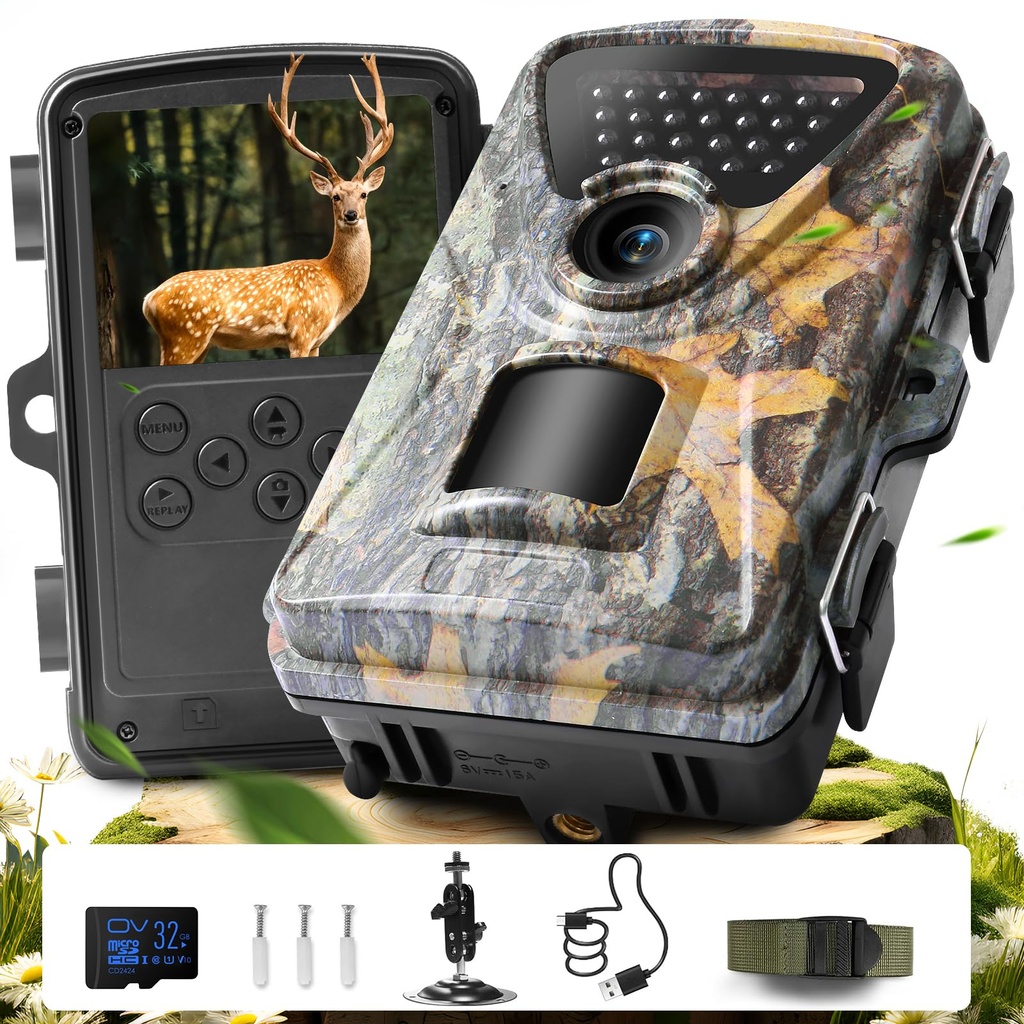 Wildlife Camera 4K 60MP Trail Camera, 0.2s Fast Trigger Motion Activated Trail Cam
