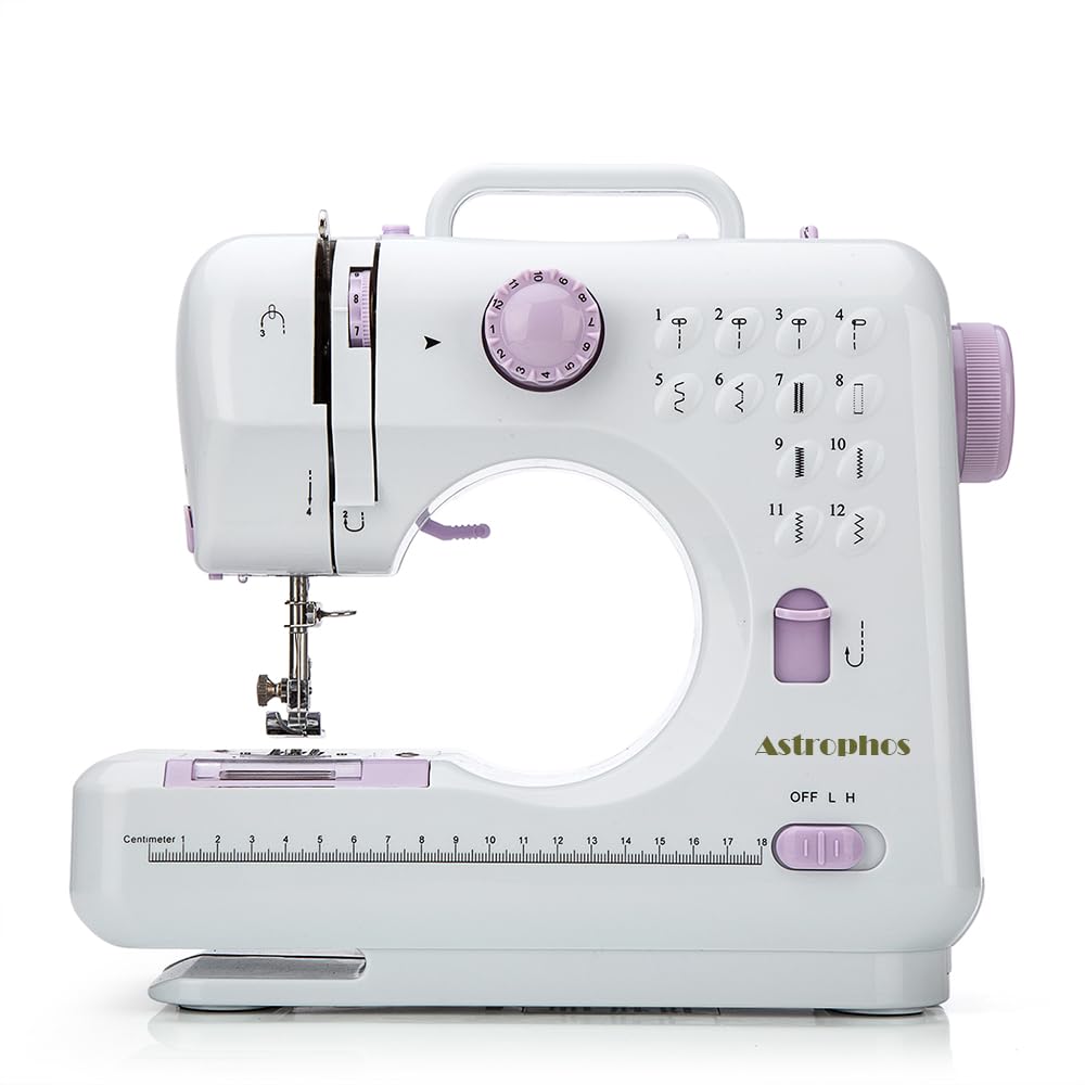 Mini Sewing Machine for Beginner by Astrophos - Electric Sewing Machines with 2 Speed 12 Bui