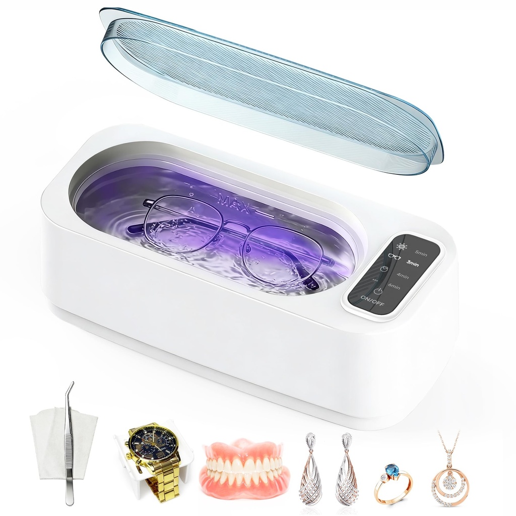Ultrasonic Cleaner, 55kHz High-Frequency Ultrasonic Jewellery Cleaner with UV Function, 350M