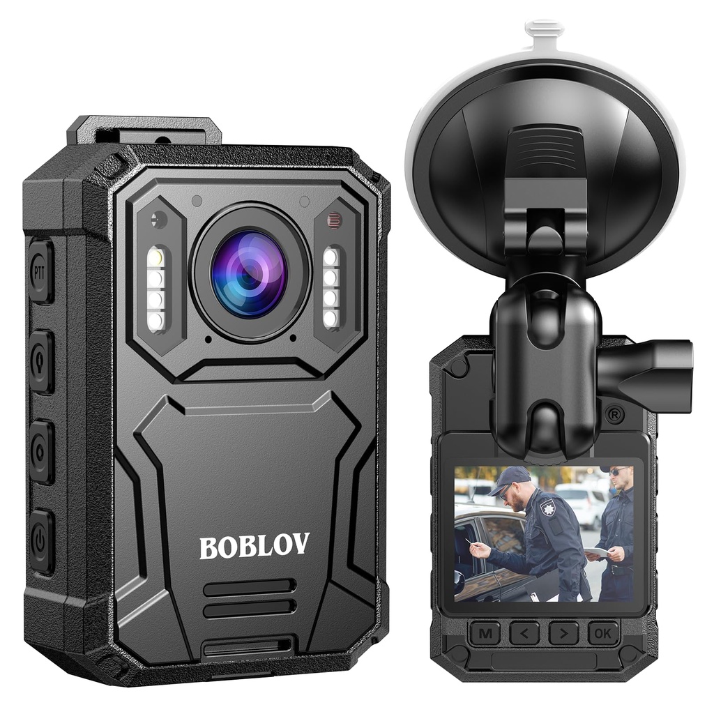 BOBLOV KJ23PRO 2K Wearable Body Camera, Built-in 128GB Bodycam Camera with Sound, Night Vision