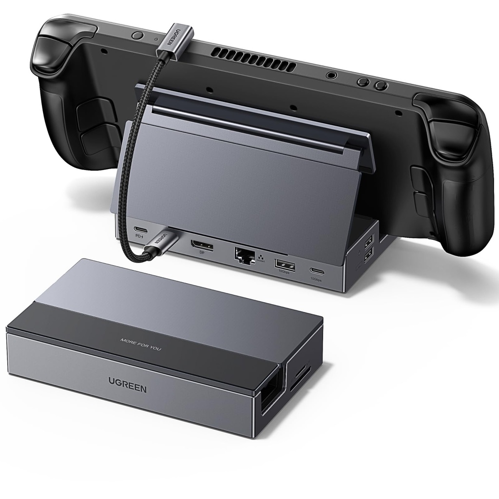 UGREEN Steam Deck Dock (9-in-1), 4K@120Hz Max DisplayPort (Not HDMI), Adjustable and Foldable