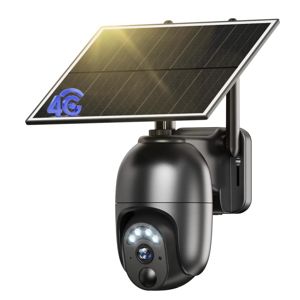 NUASI 4G LTE Security Camera Outdoor Wireless, 2K No WiFi CCTV Solar Security Camera