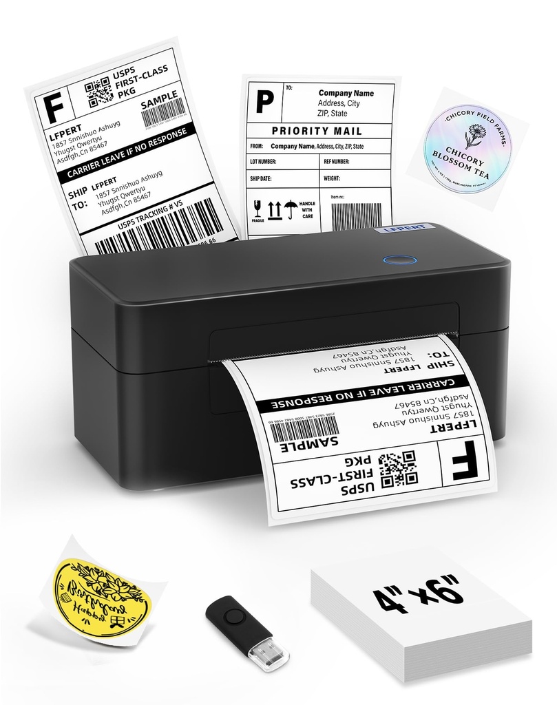 LFPERT DB402 Thermal Label Printer 4x6, USB Shipping Label Printer