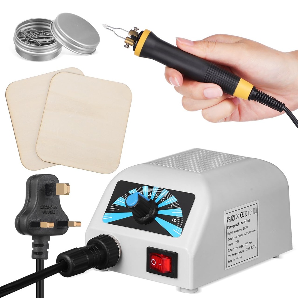 UKCOCO Wood Burning Tool Kit with Comfortable Grip Pen for Detailed Pyrography Engraving an