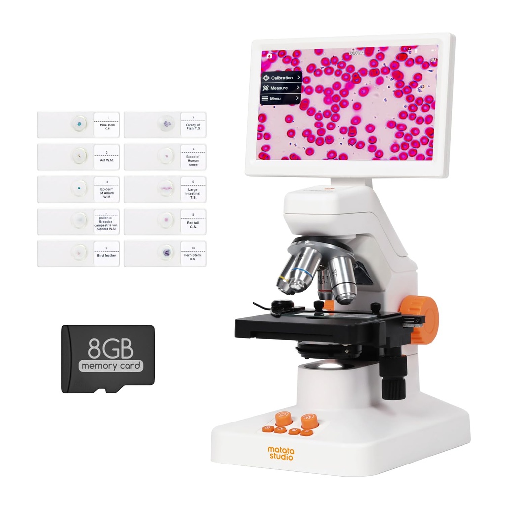Microscope for Kids, MatataStudio MT3-5 1600x Wireless Digital microscope with 7'' Touch Sc
