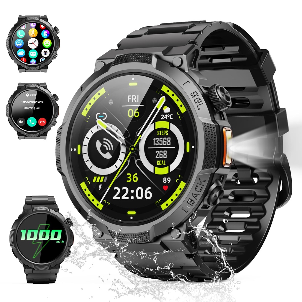 Smart Watches for Men (Answer/Make Call), 1.53" HD Military Smartwatch, 50+ Days Extra-Long
