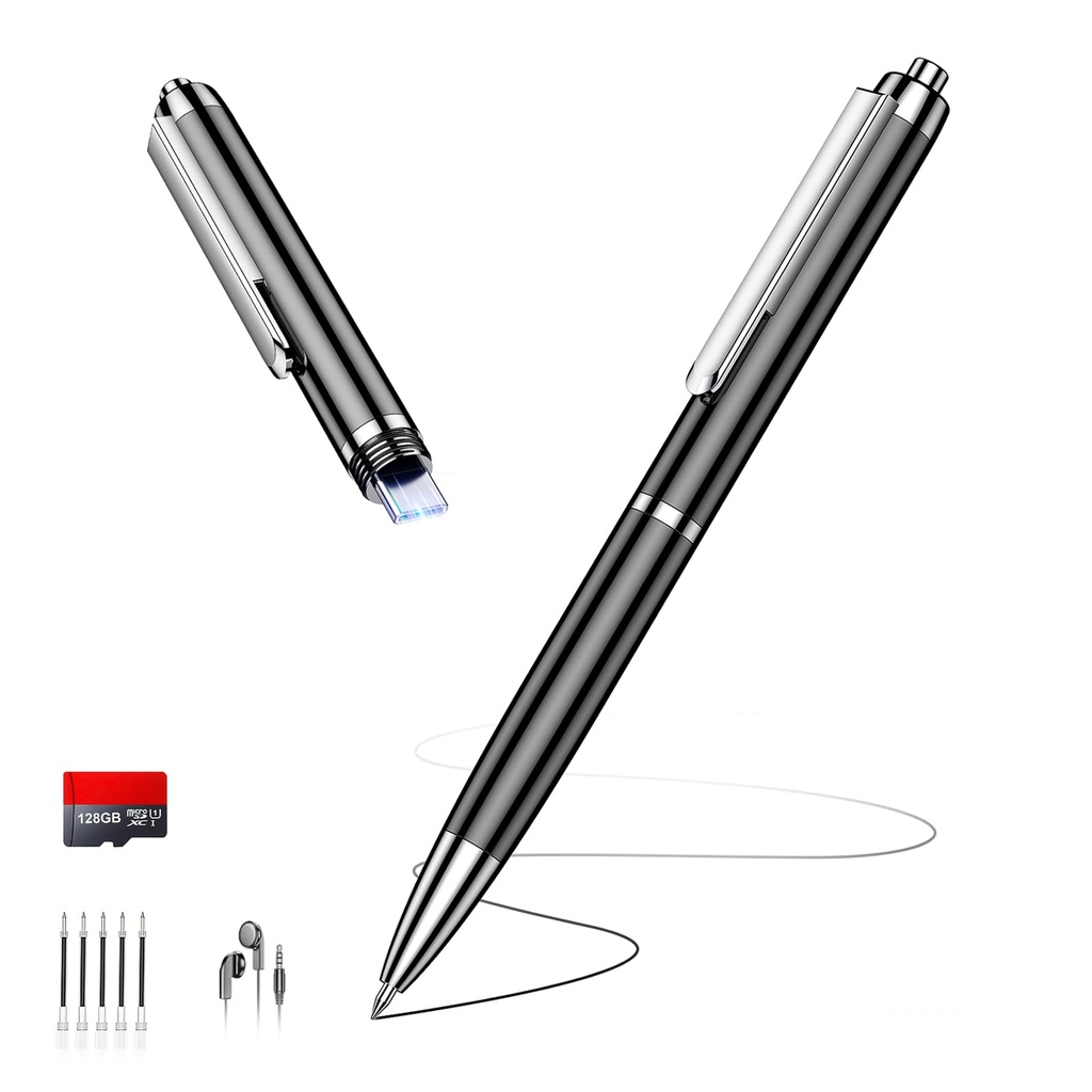 128GB Digital Voice Recorder with USB Type-C, 7200Hrs Recording Storage Recording Device, V