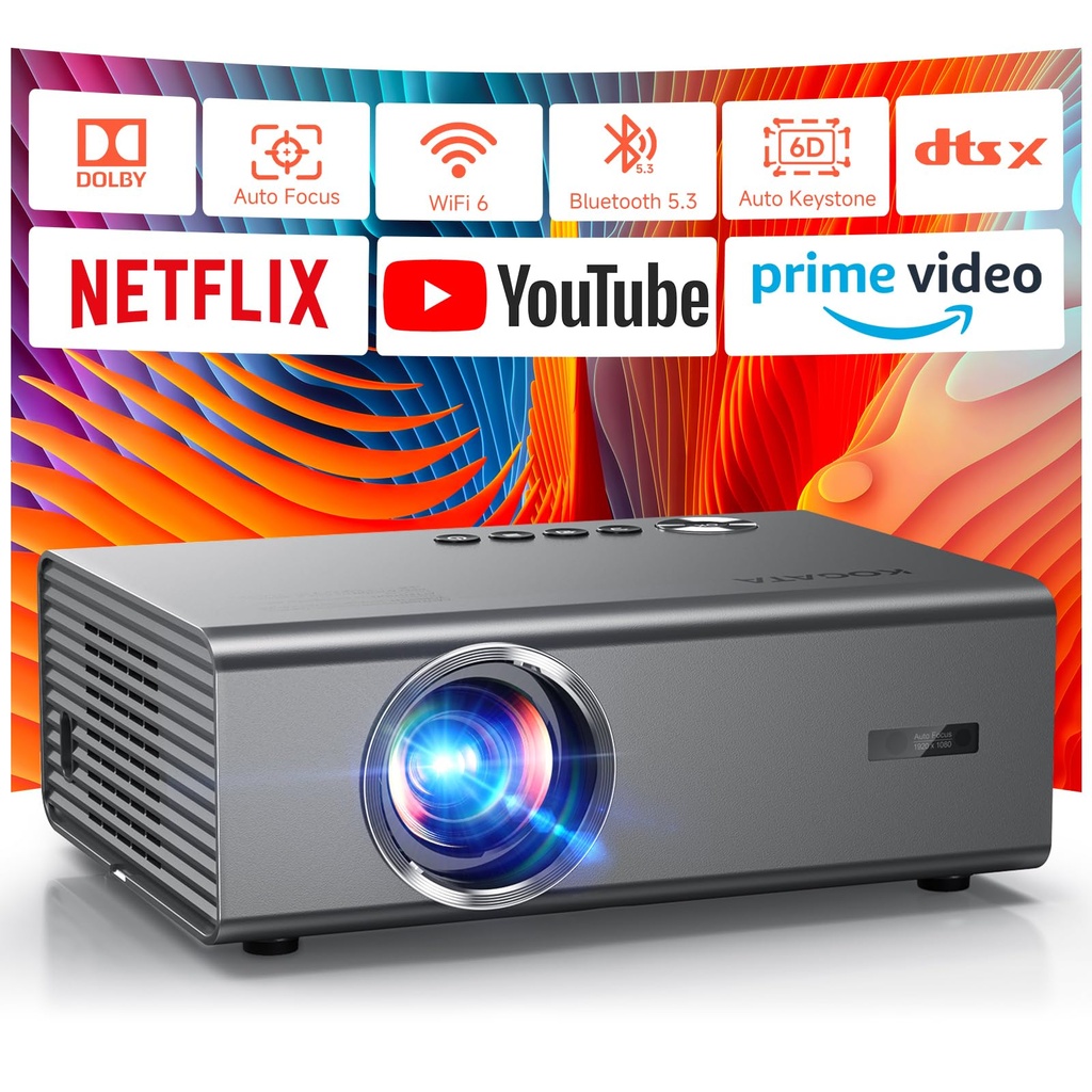 4K Smart Projector for Bedroom | 1200 ANSI, Compatible with Netflix & HDR10 | KOGATA AI Aut