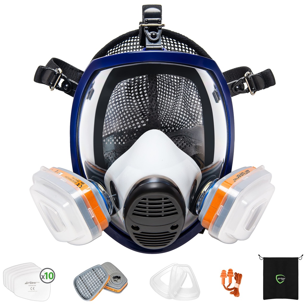 AirGearPro G-750 Respirator Full Face Mask with A1P2 Filters | Anti-Fog, Anti-Gas, Anti-Dust