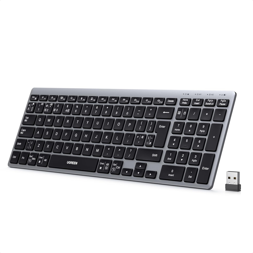 UGREEN Wireless Keyboard, Bluetooth Keyboard with UK Layout, Mini and Rechargeable Ergonomic