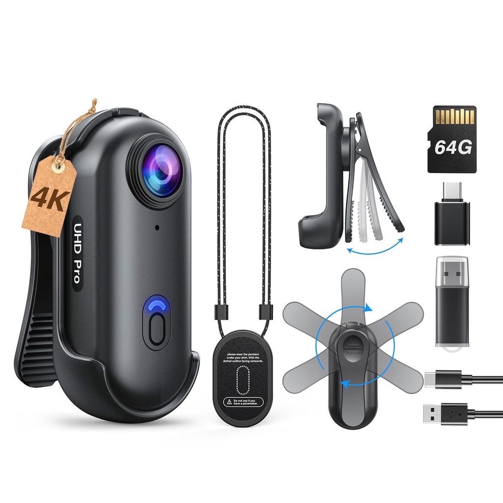 BOBLOV W4 4K Body Camera: Body Cam Lasts 90 Minutes, Wearable Action Camera