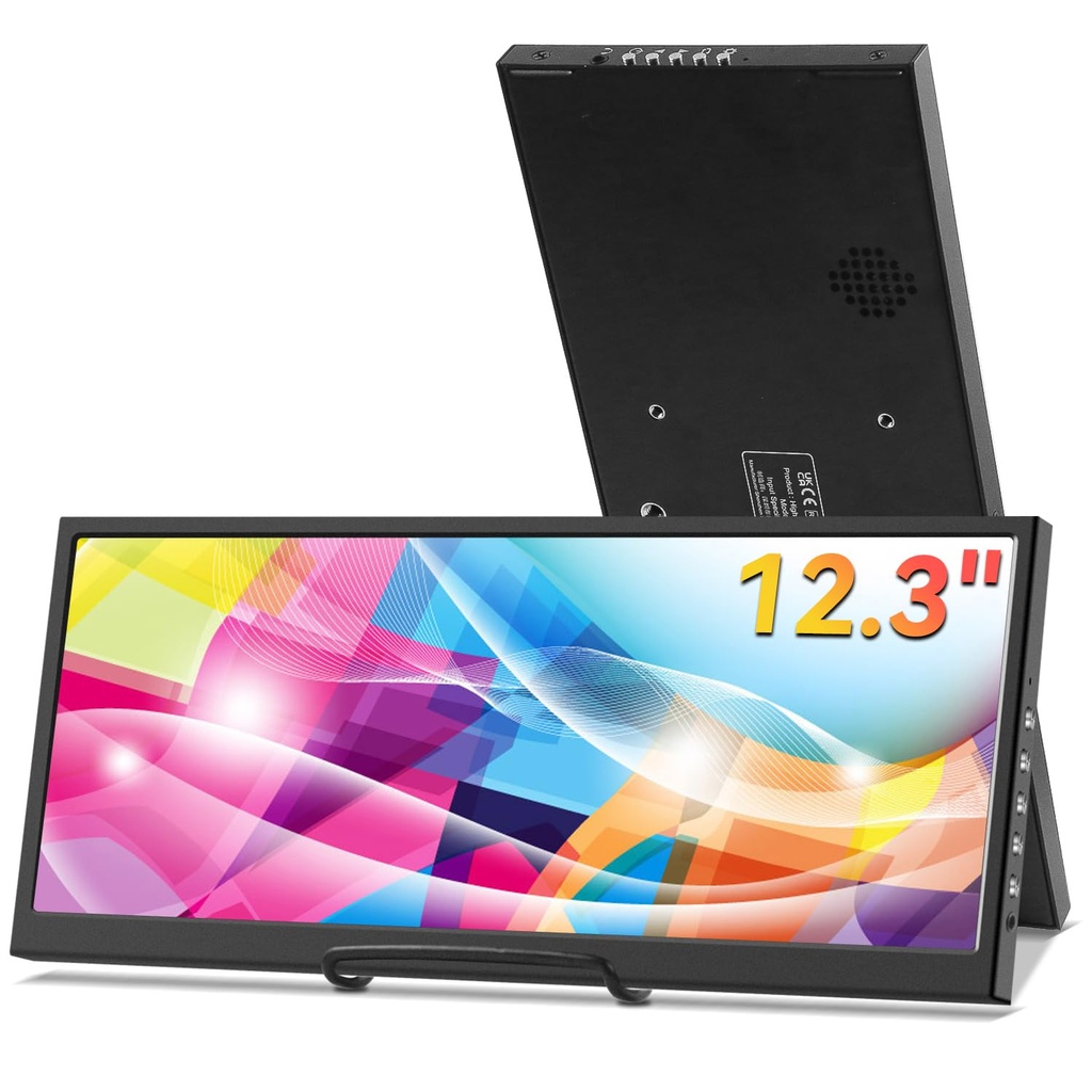 12.3 Inch Secondary Monitor, IPS Stretched Bar LCD Travel Display 1920 * 720 HDMI USBC