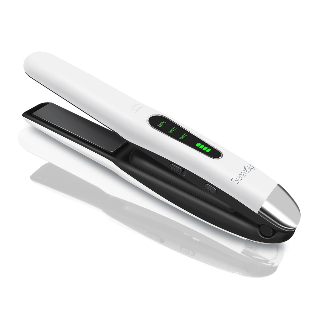 SUNMAY 2-in-1 Cordless Hair Straightener and Curler, Cordless Travel Flat Iron, Rechargeable