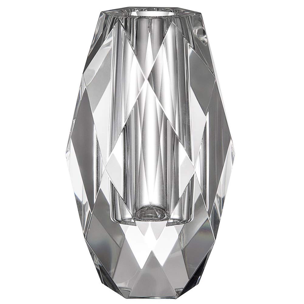 Crystal Flower Vases, Clear Bud Vase for Rose, Elegant Faceted Cut Crystal Vase for Table H