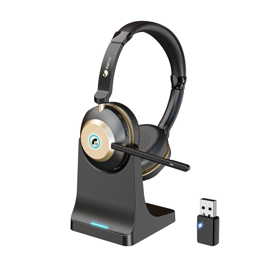 Earbay Wireless Headset, Bluetooth Headset With Microphone Noise Canceling & USB Dongle