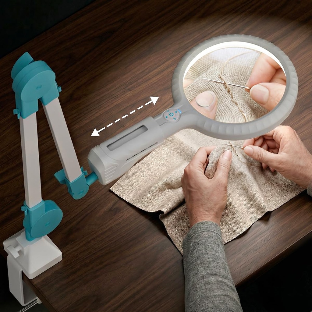 ARTDOT Detachable Magnifying Glass with Light and Stand for Close Work, Large Adjustable Bright