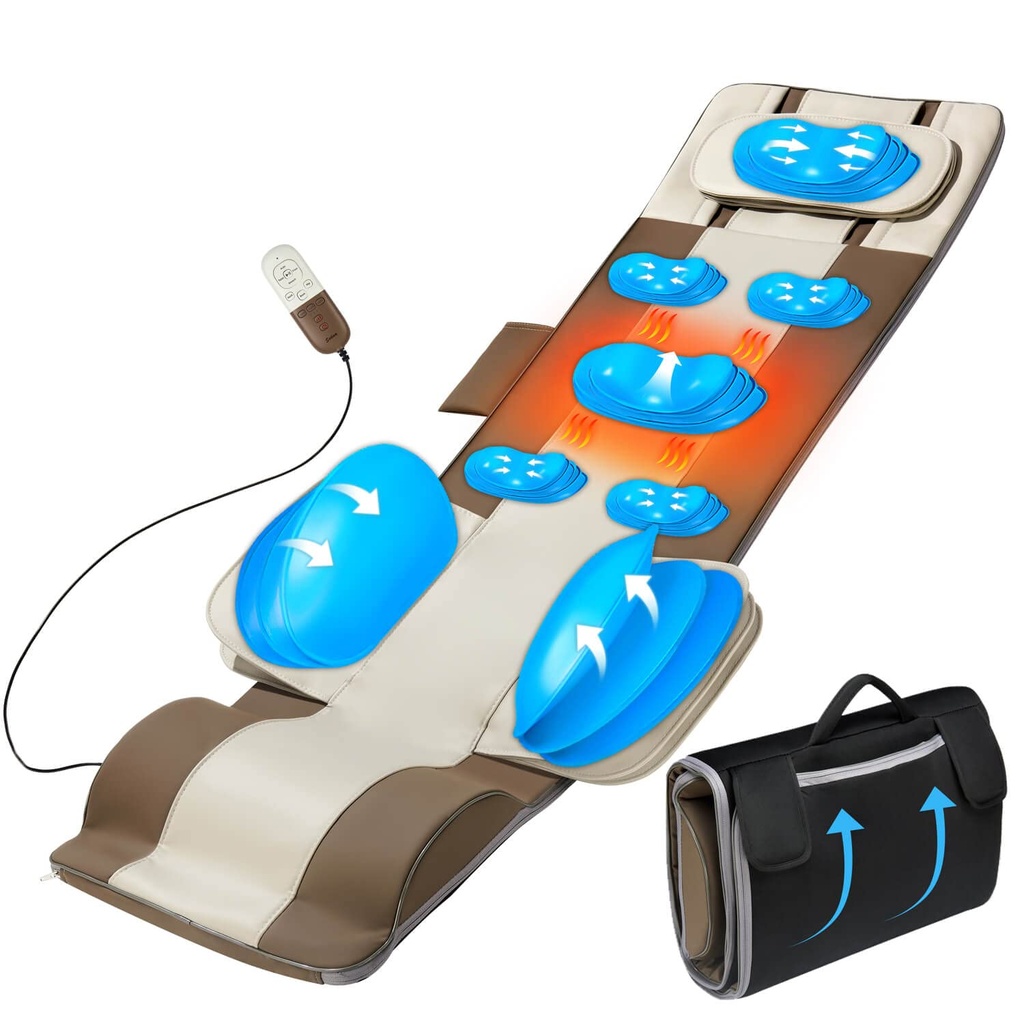 Full Body Massage Mat, 3D Body Stretching & Lumbar Pull, Back Heating, Up & Down Pull, Curve