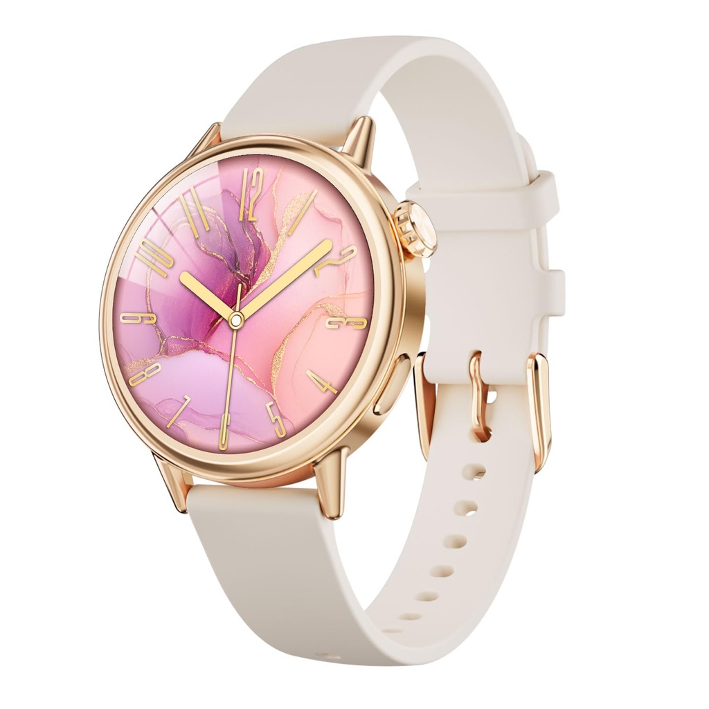 TOOBUR Petite Smart Watch for Men Women Small Wrist, 37 mm AMOLED Smartwatch, Compatible wi