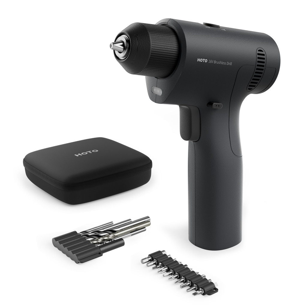 HOTO 16V Brushless Power Drill, 50 NÃ‚Â·m High Torque with Smart Display, Auto Mode and LED