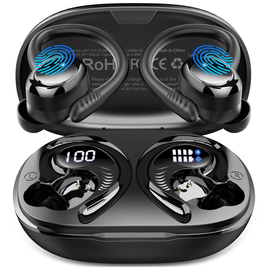 Wireless Earbuds Sport, 2026 HiFi-Stereo Bluetooth 5.4 Headphones Bass Ear Buds, 4 ENC