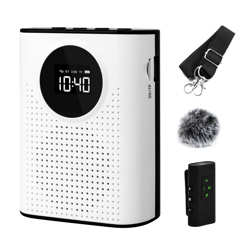 AURTEC Voice Amplifier with Magnetic Wireless Lavalier Microphone, Portable Amplifier 