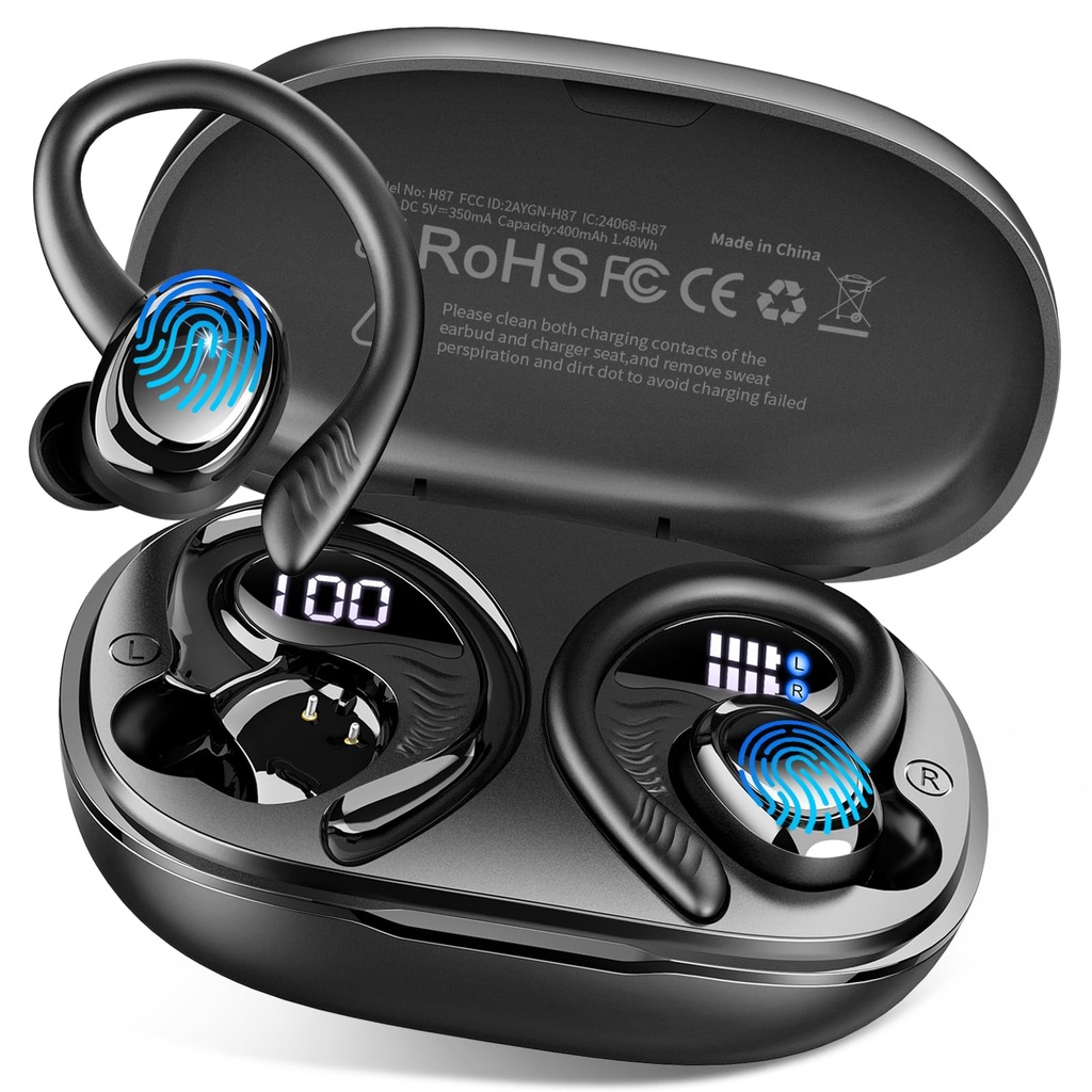 Wireless Earbuds Sport, 2026 3D-Stereo Bluetooth 5.4 Headphones Bass3.0 Ear Bud