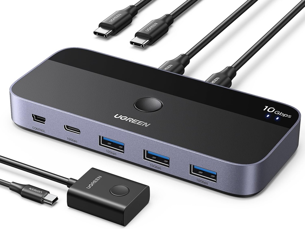 UGREEN 10Gbps USB 3.2 Switch, 2PC Share USB C and 3 USB A Devices
