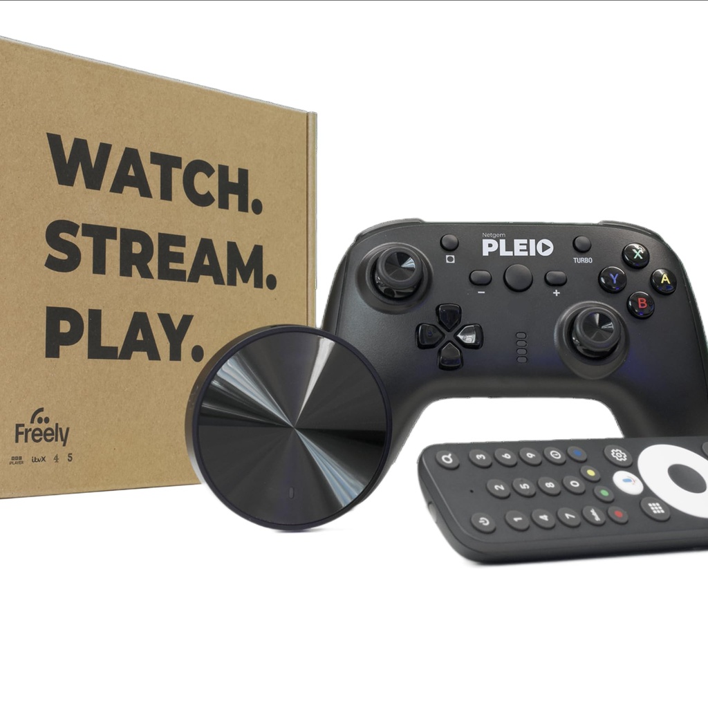 Netgem PLEIO | First Freely 4k Streaming Device | Live TV with Freely | Wireless Gamepad &