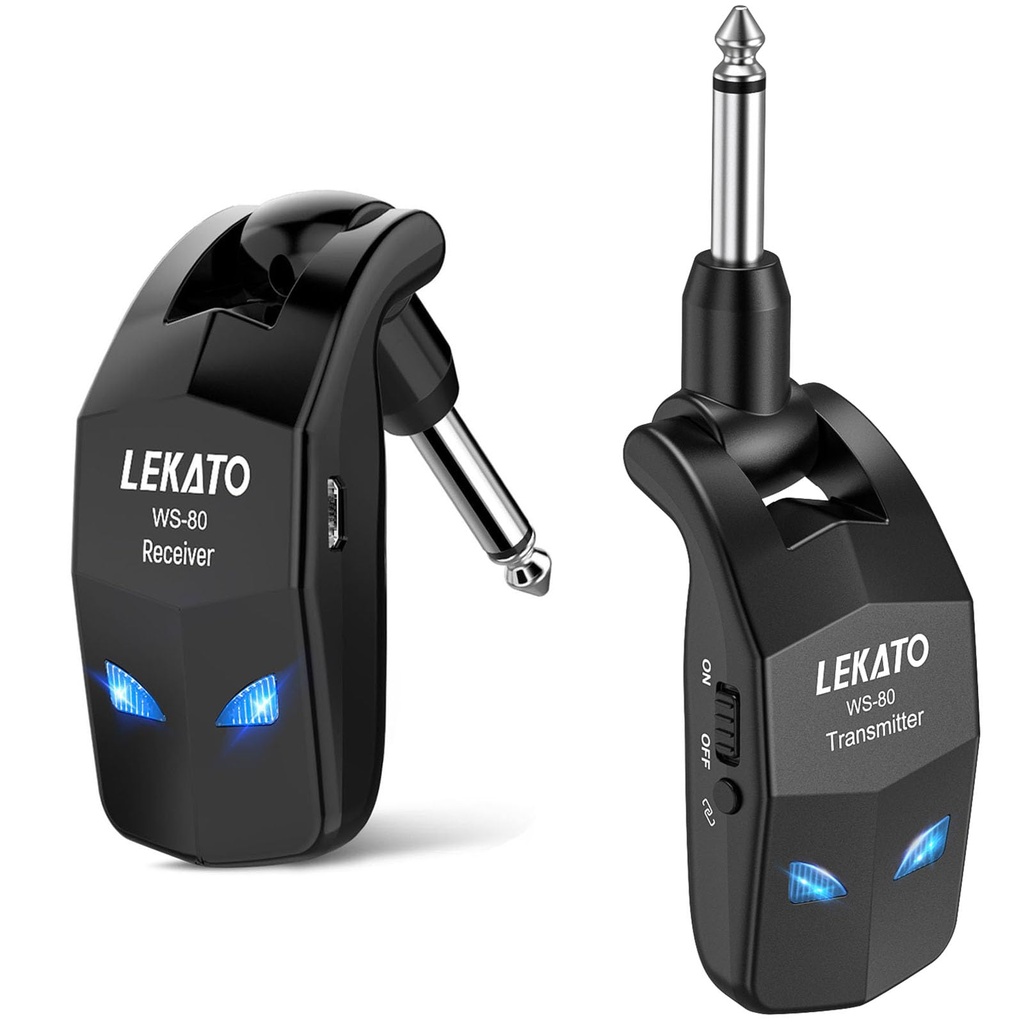LEKATO Wireless Guitar System,Bass Wireless Transmitter Receiver, Rechargeable Digital Instr