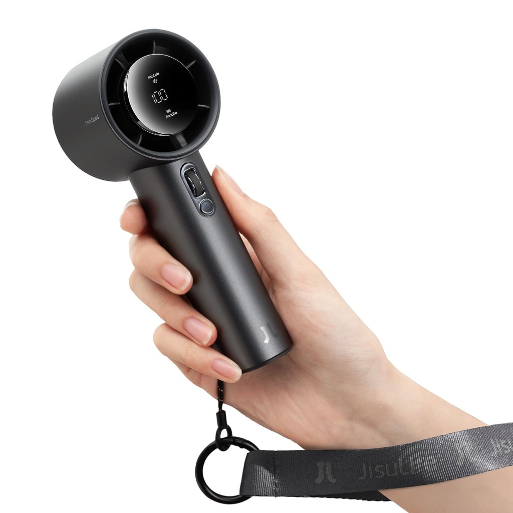 JISULIFE Portable Handheld Fan,Speed(1-100) Adjustable Turbo Mini Fan,5000mAh Battery 